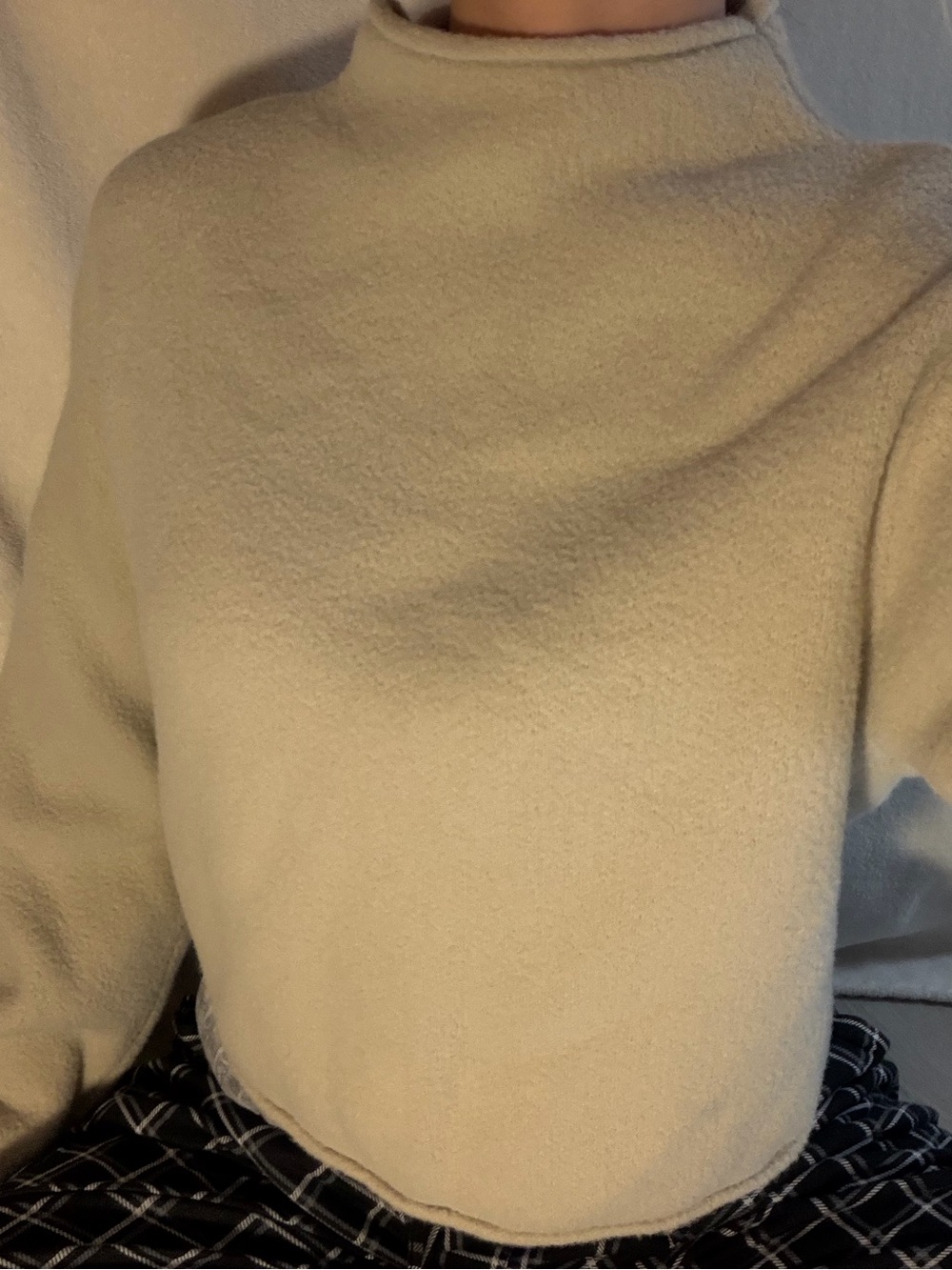 Bershka Cream Mock Neck Sweater